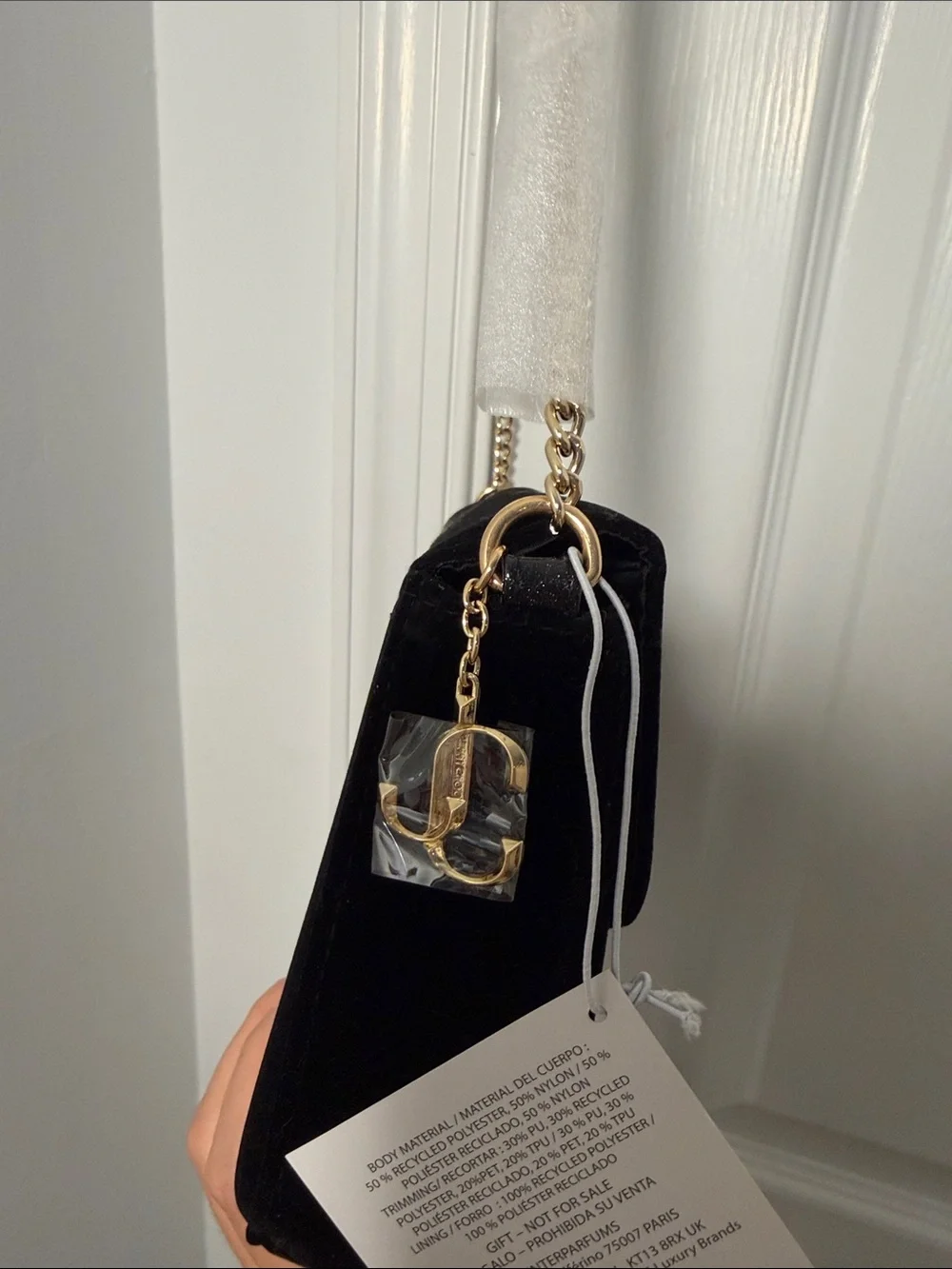 Jimmy Choo Black Velvet & Patent Shoulder Bag